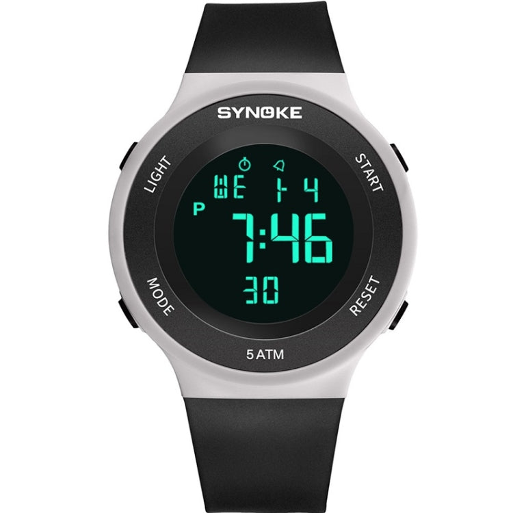 SYNOKE 9199 Student Waterproof Luminous LED Electronic Watch, Black White, Black, White