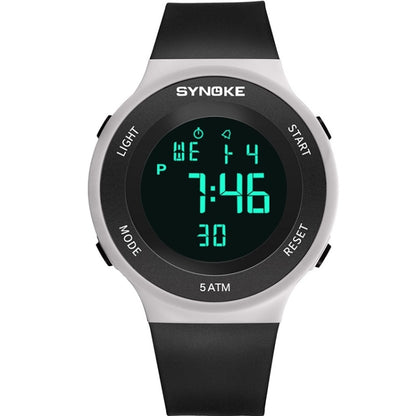 SYNOKE 9199 Student Waterproof Luminous LED Electronic Watch, Black White, Black, White