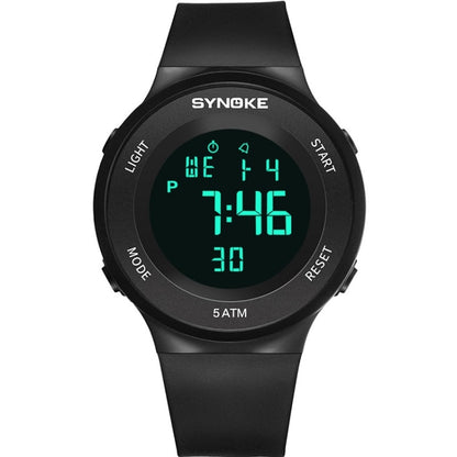 SYNOKE 9199 Student Waterproof Luminous LED Electronic Watch, Black White, Black, White