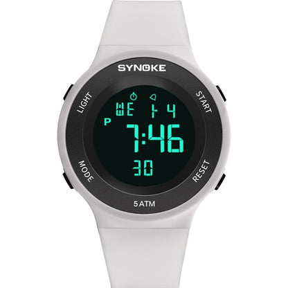 SYNOKE 9199 Student Waterproof Luminous LED Electronic Watch, Black White, Black, White