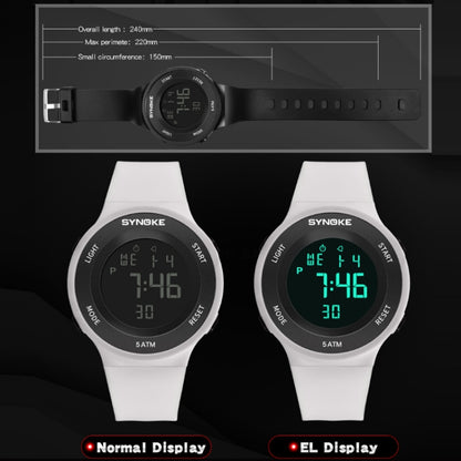 SYNOKE 9199 Student Waterproof Luminous LED Electronic Watch, Black White, Black, White