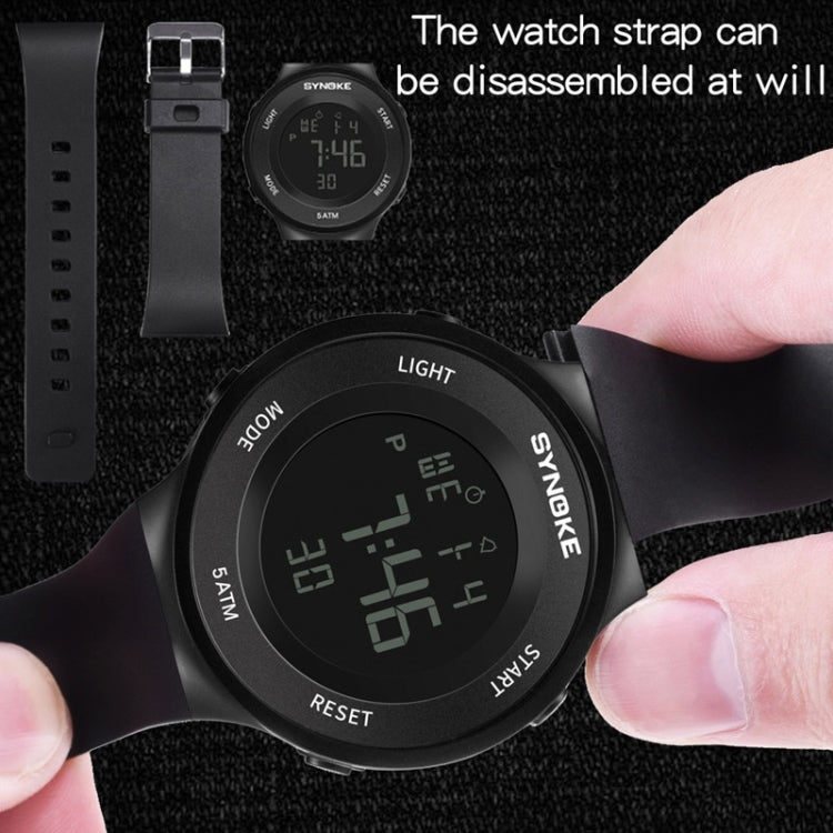 SYNOKE 9199 Student Waterproof Luminous LED Electronic Watch, Black White, Black, White