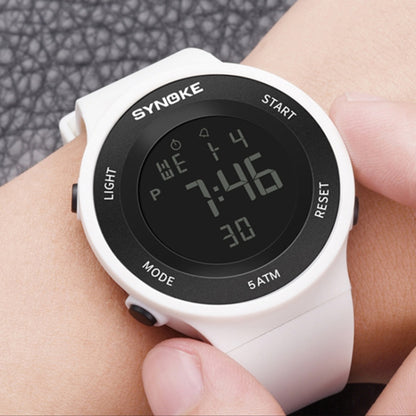 SYNOKE 9199 Student Waterproof Luminous LED Electronic Watch, Black White, Black, White