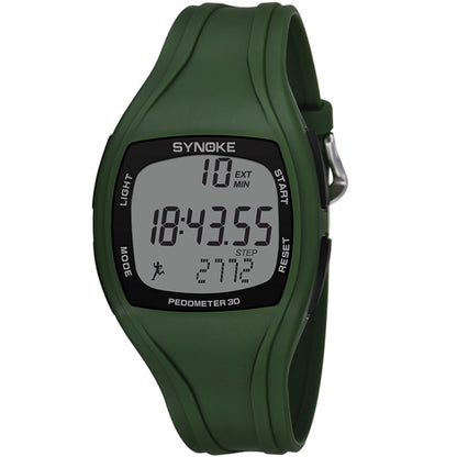 SYNOKE 9105 Multifunctional Sports Time Record Waterproof Pedometer Electronic Watch, Army Green, Gray, Navy Blue, Black, White