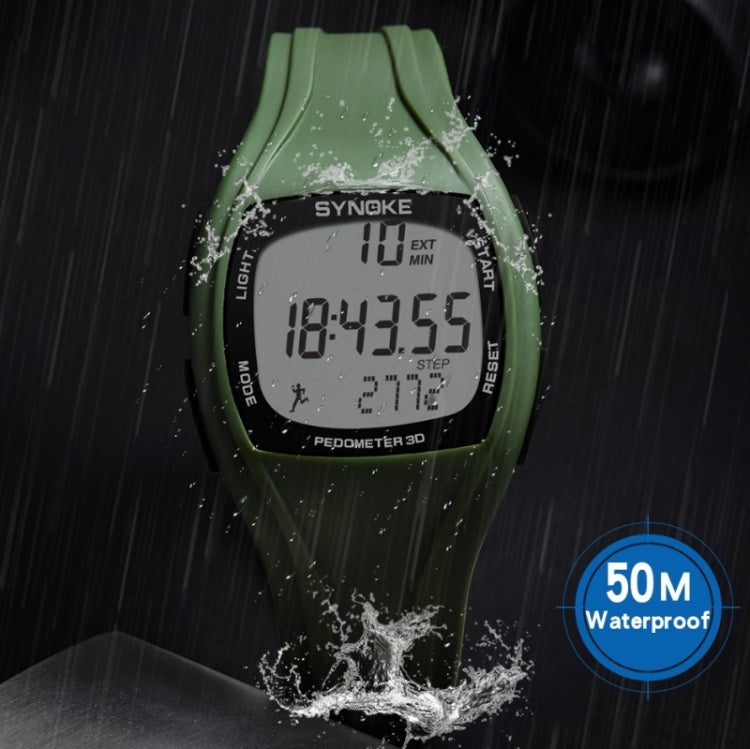 SYNOKE 9105 Multifunctional Sports Time Record Waterproof Pedometer Electronic Watch, Army Green, Gray, Navy Blue, Black, White