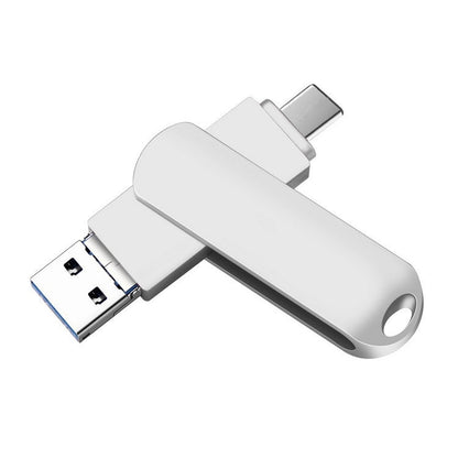 USB 3.0 + 8 Pin + USB-C / Type-C 3 in 1 Phone Computer Rotatable Metal U-Disk, 16GB, 32GB, 64GB, 128GB
