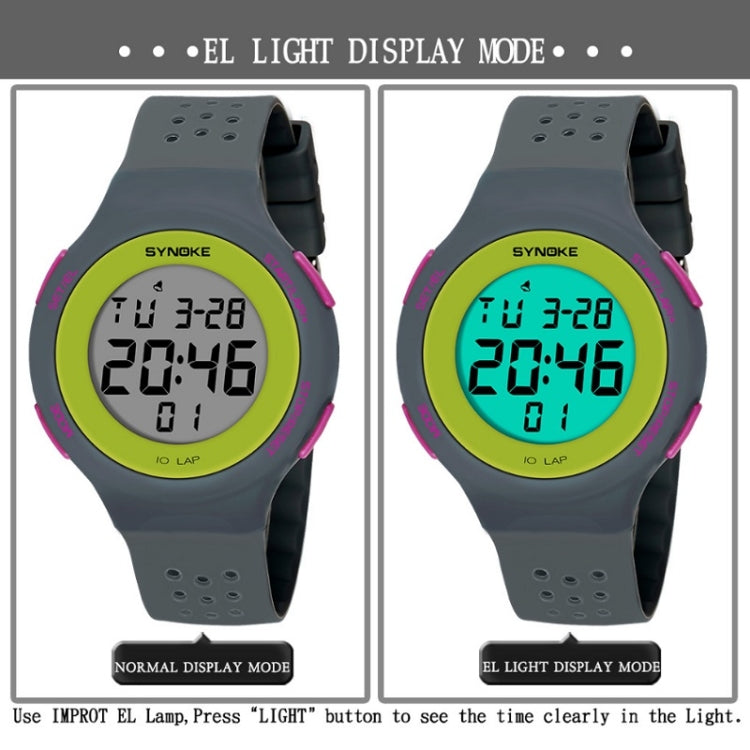 SYNOKE 67866 Swimming Waterproof Porous Breathable Silicone Strap Sports  LED Electronic Watch, Black Green, Gray, Sapphire, Black, Yellow