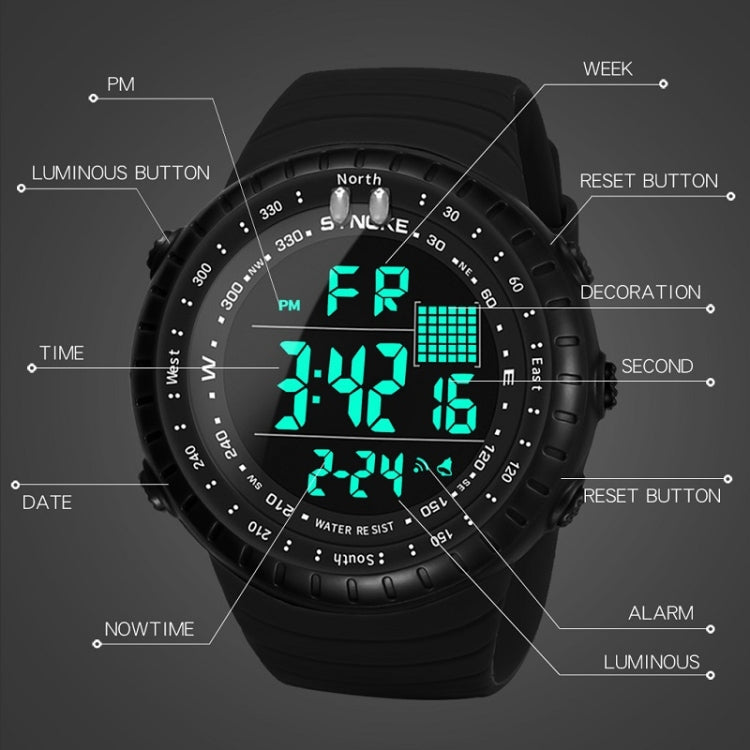 SYNOKE 8209 Multifunctional Sports Swimming Waterproof Luminous Alarm Men Electronic Watch