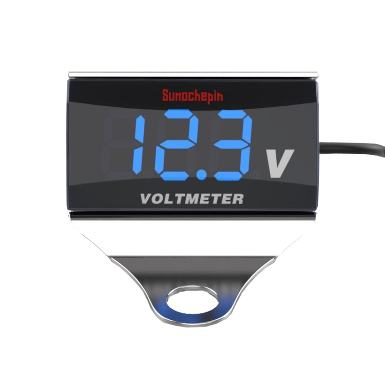 SUMOCHEPIN SMCP101 8-150V Motorcycle Modified Voltmeter LED Digital Display Electric Pressure Meter, White Bracket+Blue Voltmeter, Colorful Bracket+Red Voltmeter