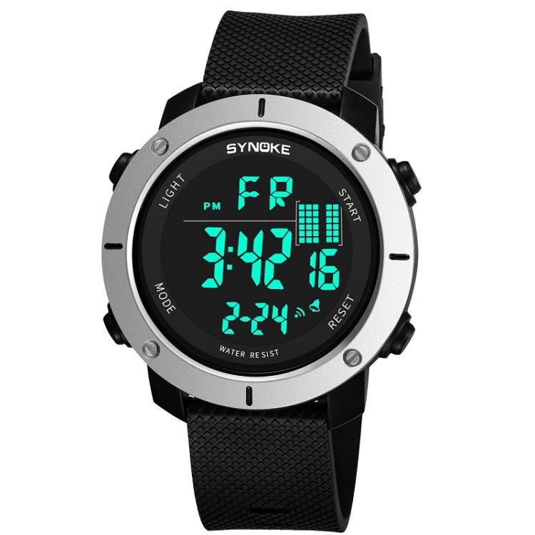 SYNOKE 9658 Student Outdoor Multi-Function Waterproof Large Dial Sports Electronic Watch, Black Silver, Military Green, Gray, Black