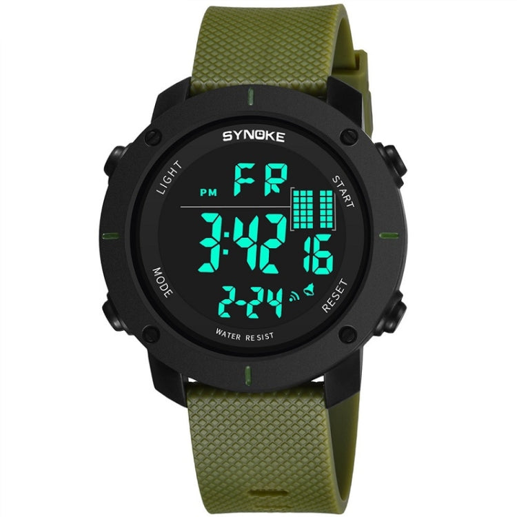 SYNOKE 9658 Student Outdoor Multi-Function Waterproof Large Dial Sports Electronic Watch, Black Silver, Military Green, Gray, Black