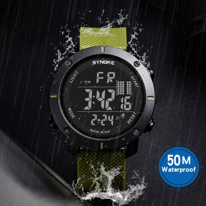 SYNOKE 9658 Student Outdoor Multi-Function Waterproof Large Dial Sports Electronic Watch, Black Silver, Military Green, Gray, Black