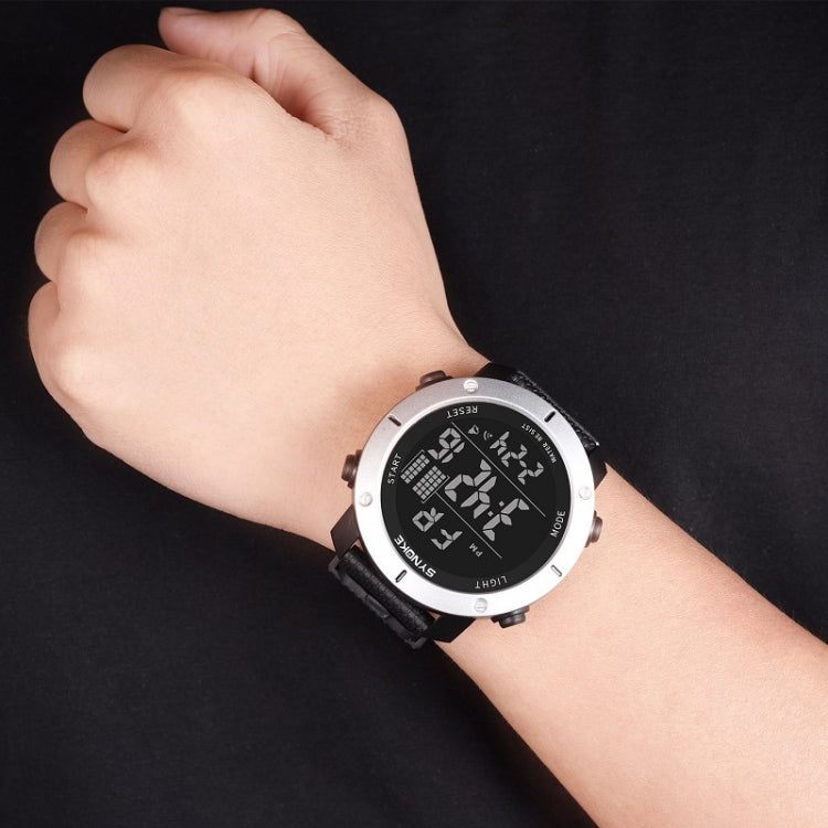 SYNOKE 9658 Student Outdoor Multi-Function Waterproof Large Dial Sports Electronic Watch, Black Silver, Military Green, Gray, Black