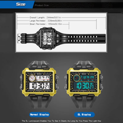 SYNOKE 6861 Outdoor Luminous Waterproof Multi-Function Square Large Screen Display Sports Electronic Watch, TBD0601628701E, TBD0601628701B, TBD0601628701C, TBD0601628701D, TBD0601628701A