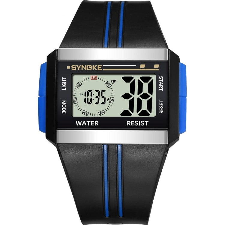 SYNOKE 9222 Men Large Screen Square Multi-Function Waterproof Luminous Electronic Watch, Red, Blue, Black