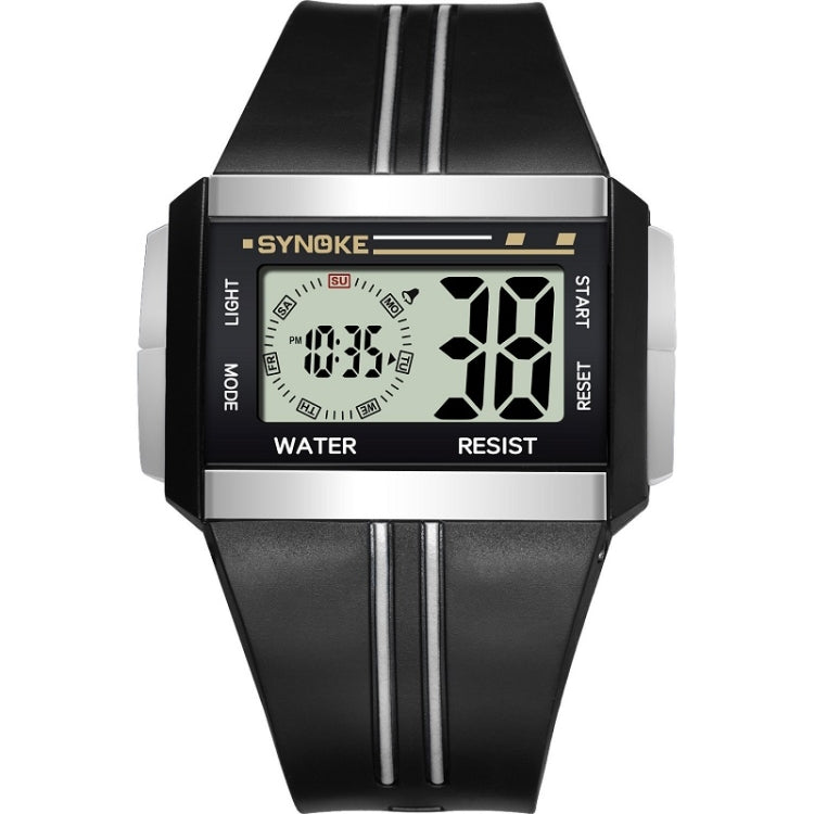 SYNOKE 9222 Men Large Screen Square Multi-Function Waterproof Luminous Electronic Watch, Red, Blue, Black