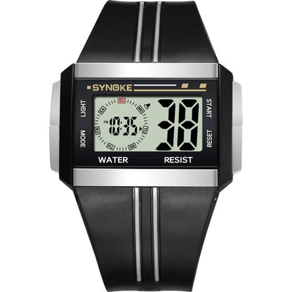 SYNOKE 9222 Men Large Screen Square Multi-Function Waterproof Luminous Electronic Watch, Red, Blue, Black