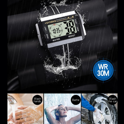 SYNOKE 9222 Men Large Screen Square Multi-Function Waterproof Luminous Electronic Watch, Red, Blue, Black