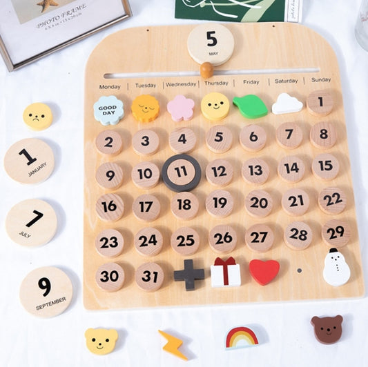 Children Room Wooden Perpetual Calendar Baby Cognitive Desktop Pendant, Spec:, Plywood TC