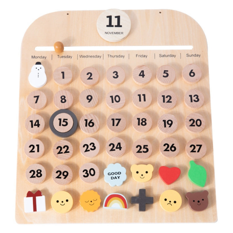 Children Room Wooden Perpetual Calendar Baby Cognitive Desktop Pendant, Spec:, Plywood TC