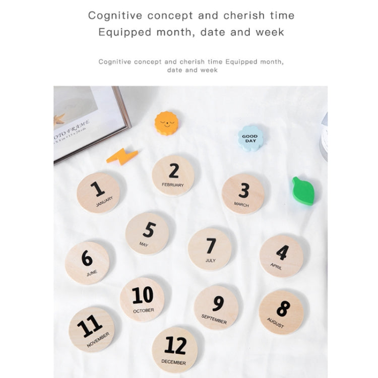 Children Room Wooden Perpetual Calendar Baby Cognitive Desktop Pendant, Spec:, Plywood TC