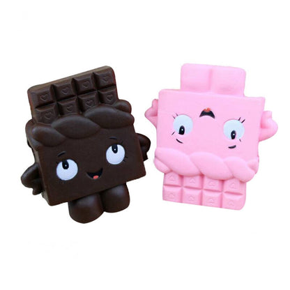 2 PCS TTPU1225 Slow Rebound Cartoon Cute Chocolate Decompression Toy, Pink, Brown