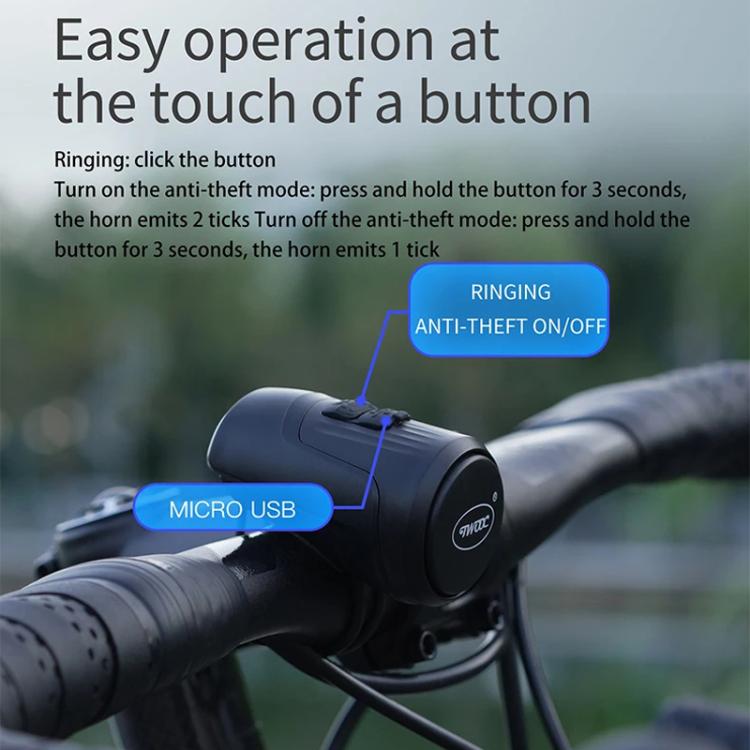 CYCLINGBOX BG-1903 Bike Alarm Anti-Theft Electric Horn 125dB USB Charging Bell, CYCLINGBOX BG-1903(Black)