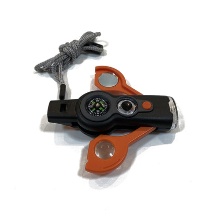 2 PCS 7 In 1 Multifunctional Field Survival Tool Compass Magnifying Glass Whistle, 7 In 1 Survival Tool