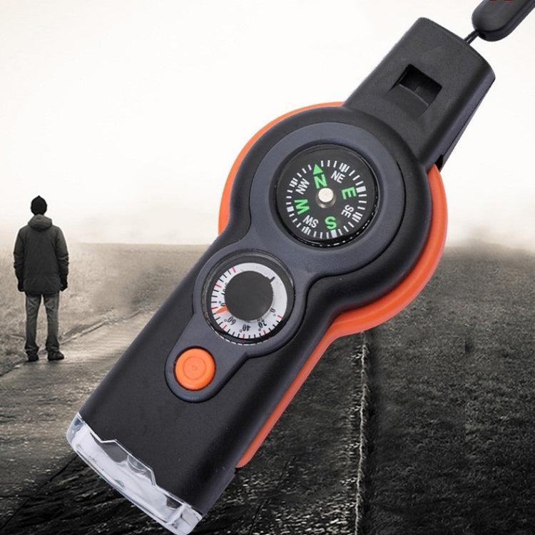 2 PCS 7 In 1 Multifunctional Field Survival Tool Compass Magnifying Glass Whistle, 7 In 1 Survival Tool