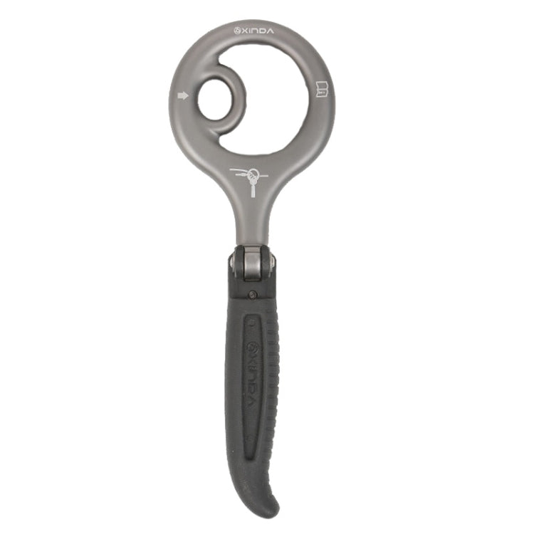 XINDA H9735 9-Ring Descender Mountaineering Rock Climbing Equipment High-Altitude Fast Escape Landing Gear, Black, Gold, Gray