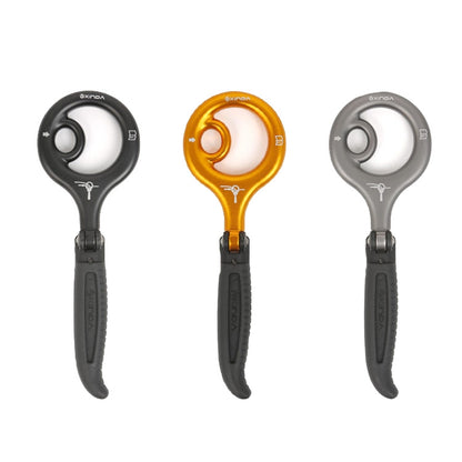 XINDA H9735 9-Ring Descender Mountaineering Rock Climbing Equipment High-Altitude Fast Escape Landing Gear, Black, Gold, Gray