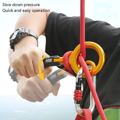 XINDA H9735 9-Ring Descender Mountaineering Rock Climbing Equipment High-Altitude Fast Escape Landing Gear, Black, Gold, Gray