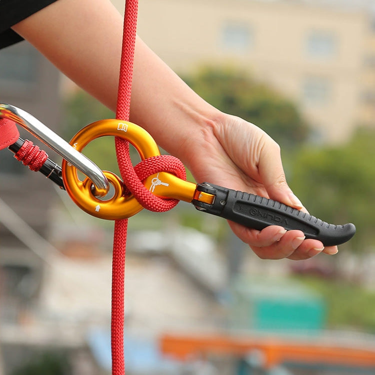 XINDA H9735 9-Ring Descender Mountaineering Rock Climbing Equipment High-Altitude Fast Escape Landing Gear, Black, Gold, Gray