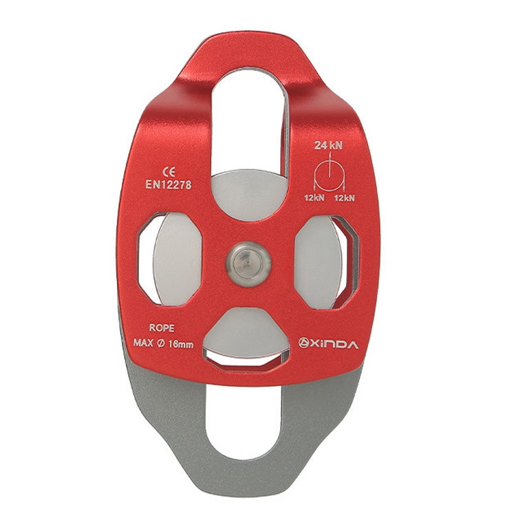 XINDA XD-8613 Outdoor Rock Climbing Jungle Rope Overhead Crossing Side Plate Double Pulley, Red, Black