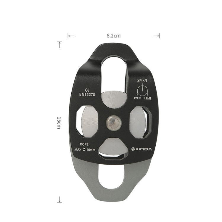 XINDA XD-8613 Outdoor Rock Climbing Jungle Rope Overhead Crossing Side Plate Double Pulley, Red, Black