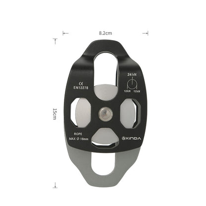 XINDA XD-8613 Outdoor Rock Climbing Jungle Rope Overhead Crossing Side Plate Double Pulley, Red, Black
