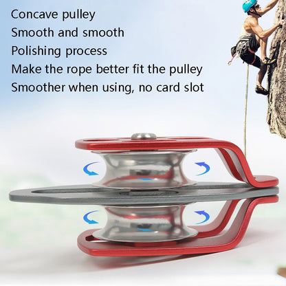 XINDA XD-8613 Outdoor Rock Climbing Jungle Rope Overhead Crossing Side Plate Double Pulley, Red, Black