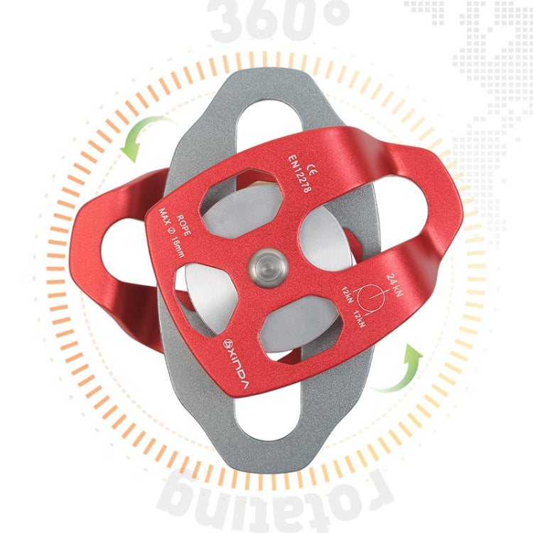 XINDA XD-8613 Outdoor Rock Climbing Jungle Rope Overhead Crossing Side Plate Double Pulley, Red, Black