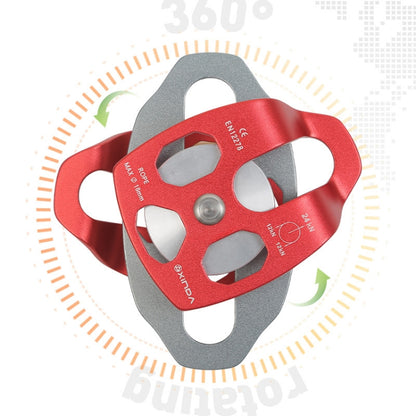 XINDA XD-8613 Outdoor Rock Climbing Jungle Rope Overhead Crossing Side Plate Double Pulley, Red, Black