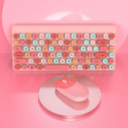 FV-W10  86-Keys 2.4G Wireless Keyboard and Mouse Set, Retro Lipstick, Pink Mixed, Green Mixed, Blue Mixed
