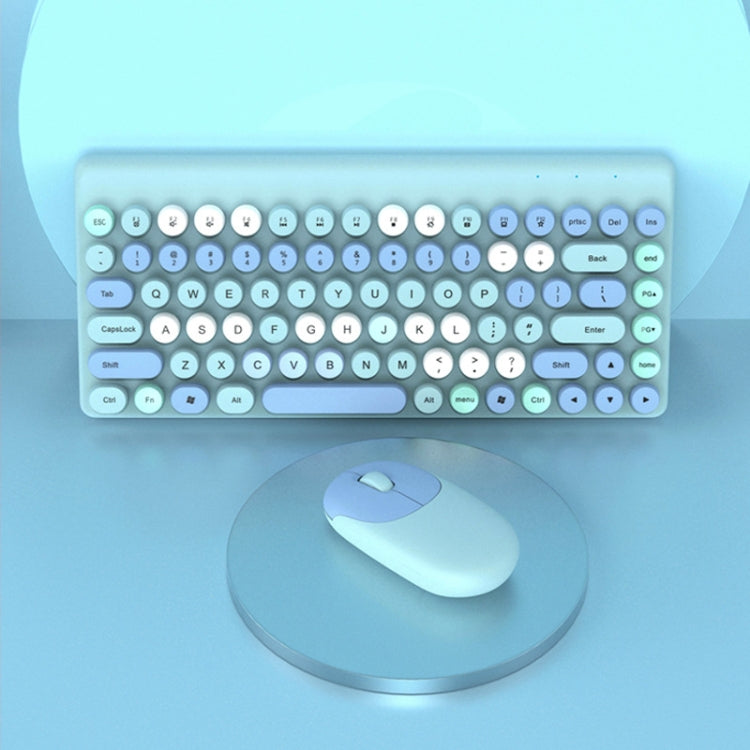 FV-W10  86-Keys 2.4G Wireless Keyboard and Mouse Set, Retro Lipstick, Pink Mixed, Green Mixed, Blue Mixed
