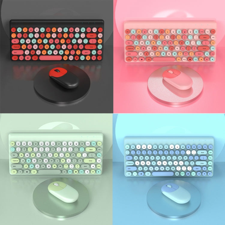 FV-W10  86-Keys 2.4G Wireless Keyboard and Mouse Set, Retro Lipstick, Pink Mixed, Green Mixed, Blue Mixed