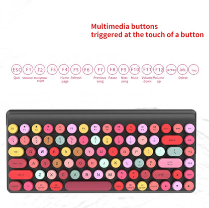 FV-W10  86-Keys 2.4G Wireless Keyboard and Mouse Set, Retro Lipstick, Pink Mixed, Green Mixed, Blue Mixed