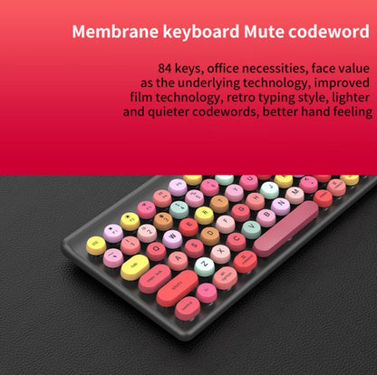 FV-W10  86-Keys 2.4G Wireless Keyboard and Mouse Set, Retro Lipstick, Pink Mixed, Green Mixed, Blue Mixed