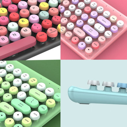 FV-W10  86-Keys 2.4G Wireless Keyboard and Mouse Set, Retro Lipstick, Pink Mixed, Green Mixed, Blue Mixed