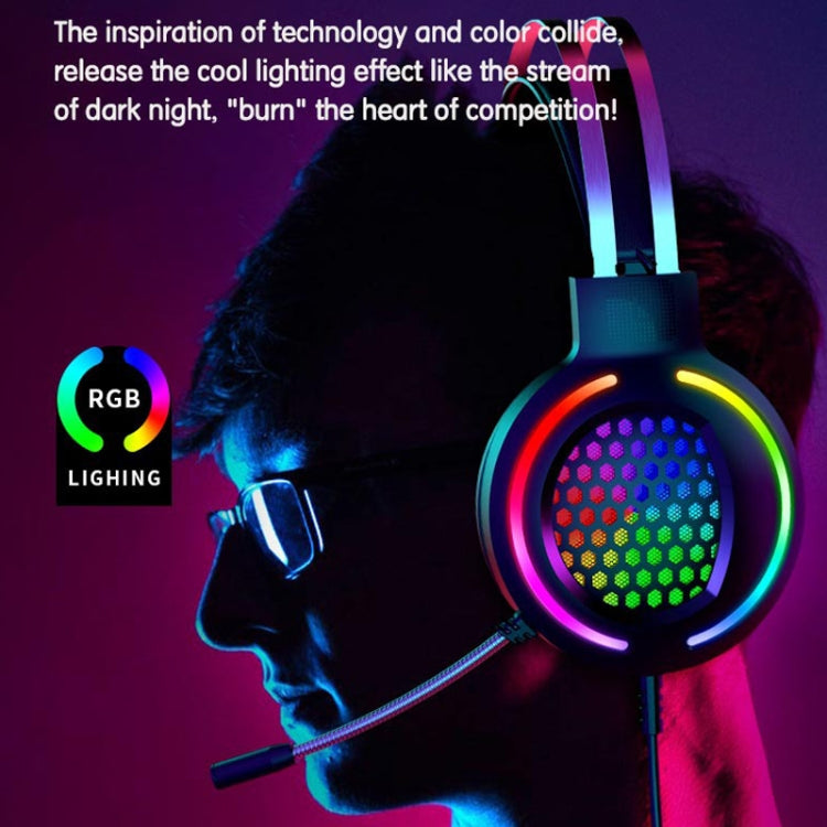 FOREV G99 USB RGBHead-Mounted Wired Headset With Microphone, Style:, Standard Version  (Colorful Light Pink )