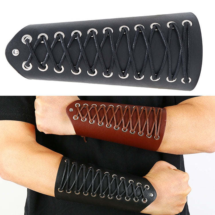 P01901 Simple Wax Wire Woven Leather Wristband Locomotive Riding Arm Guard, Wax Wire