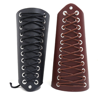 P01901 Simple Wax Wire Woven Leather Wristband Locomotive Riding Arm Guard, Wax Wire