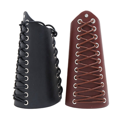 P01901 Simple Wax Wire Woven Leather Wristband Locomotive Riding Arm Guard, Wax Wire