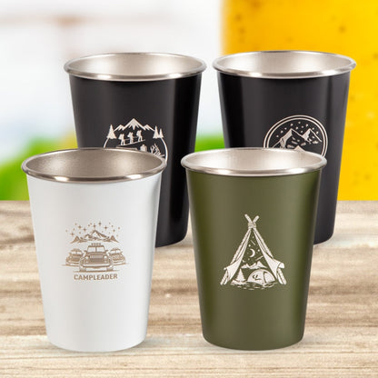 4 PCS / Set Outdoor Picnic Stainless Steel Cup, With Storage Bag (White), With Storage Bag (Black), With Storage Bag (Army Green), With Storage Bag (Dark Blue), With Storage Bag+Silicone Holder (White), With Storage Bag+Silicone Holder (Black)